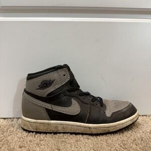 Nike Air Jordan 1 Shoes Kids Size 13.5C Black Gray High Top Basketball Sneakers